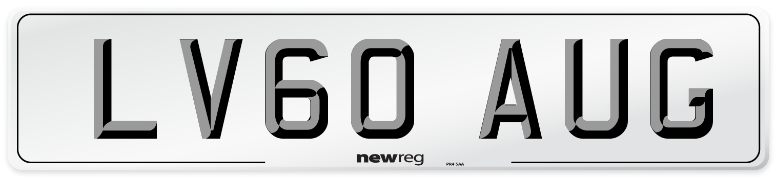LV60 AUG Number Plate from New Reg